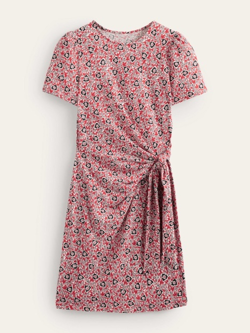 Boden Knot Front Jersey Dress Tomato Clover Swirl Petite Size 6P